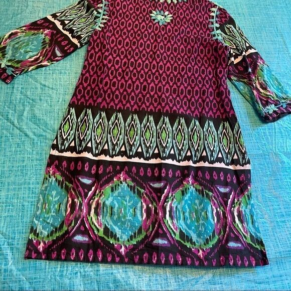 J. Peterman Embroidered Ethnic Boho Tunic Kaftan Muumuu - Picture 12 of 14
